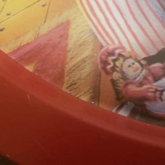 2 13 Inch Tin Christmas Cookie Trays with Santa Claus and Kids, Red - Picture 6 of 7